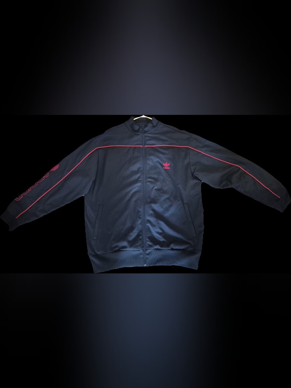 adidas Black Bomber Jacket with Red Trim